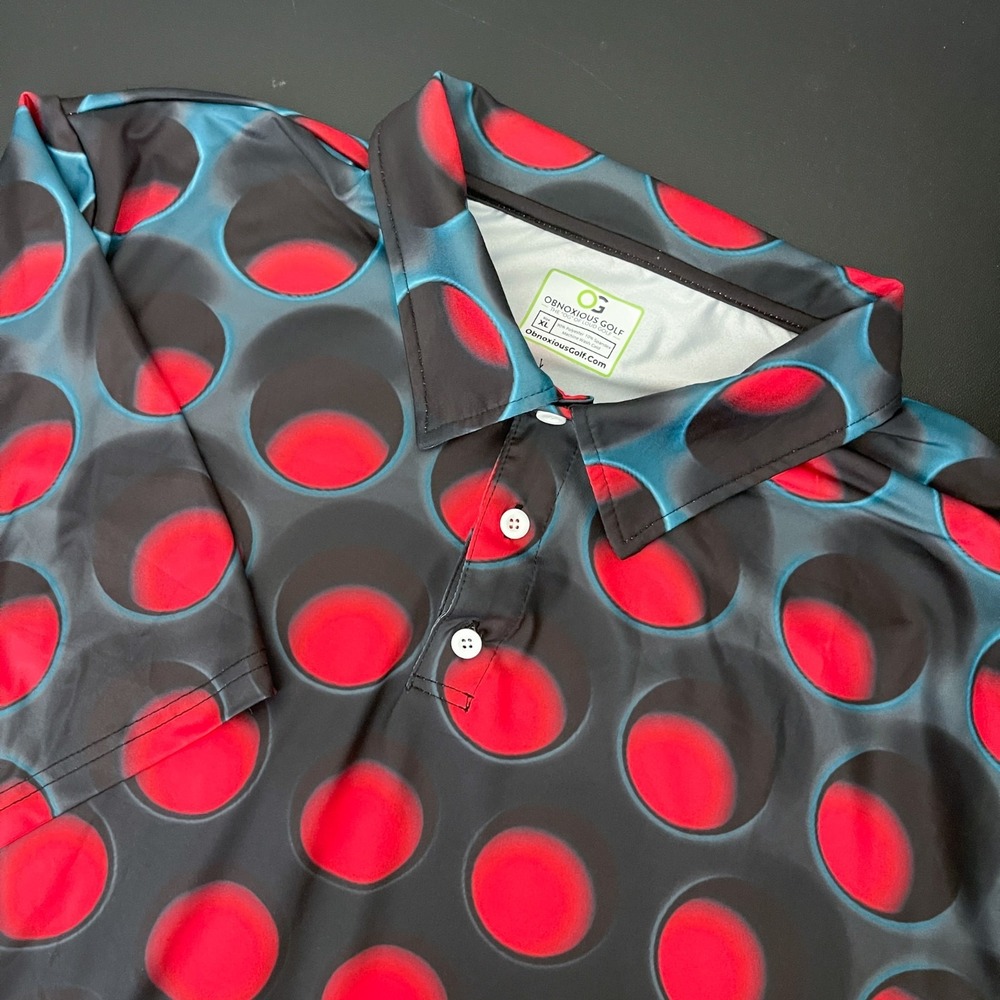 Obnoxious Golf The Perforated Polo Shirt Mens XL Short Sleeve Performance AOP